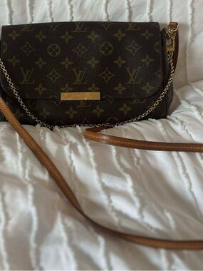 Louis Vuitton Monogram Crossbody with Tan Leather Trim and Gold Hardware